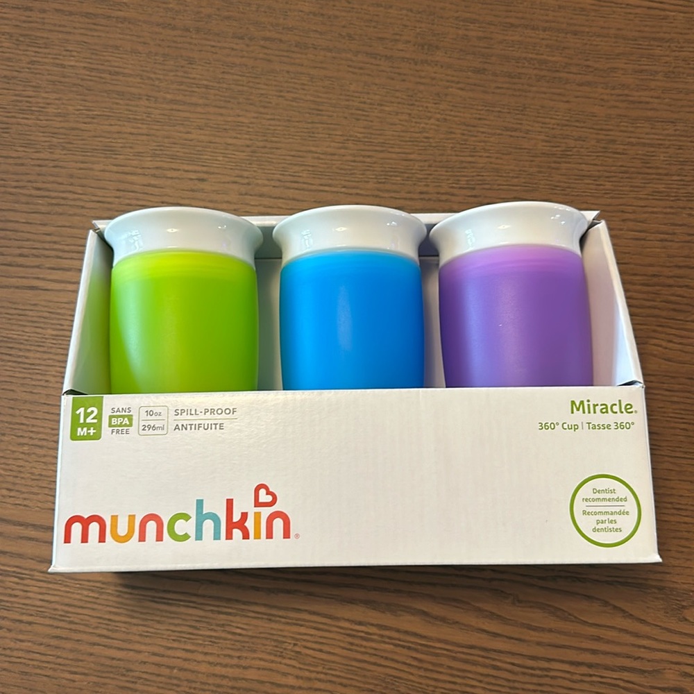 NEW Munchkin Miracle 360 Cup, 3 10oz cups